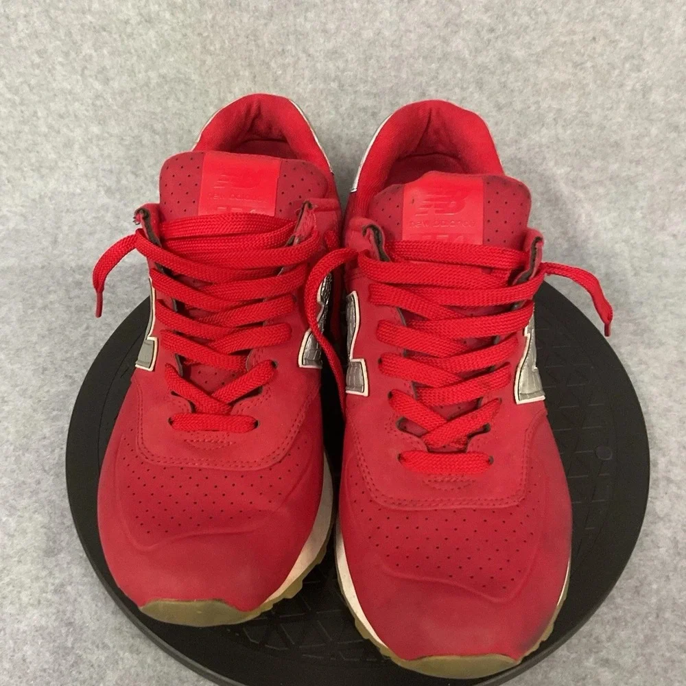 New Balance 574 Mens Red Grey Low Top Sneakers ML574SYD Running Shoes Size 9